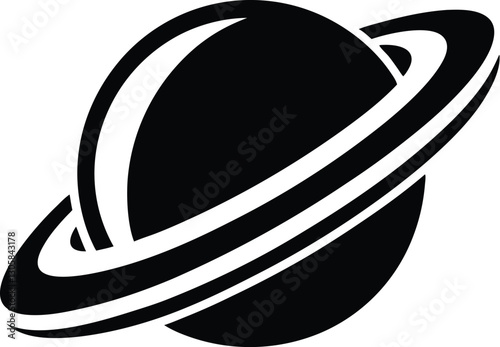 Planet Saturn Shilhoutte, Planet Saturn with planetary ring vector, cosmos and planet silhouette 