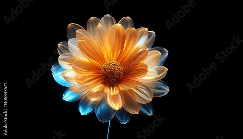 Beautiful radiant flower isolated on black background