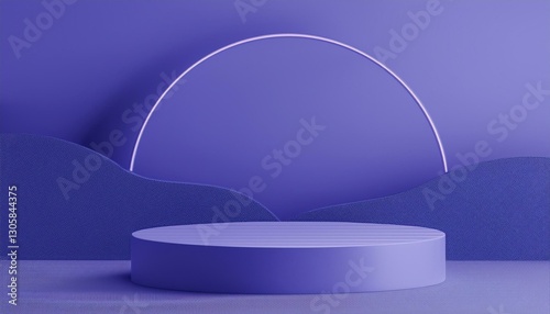 3d product podium mockup with abstract background on violet background 3d render illustration very peri trend color 2022