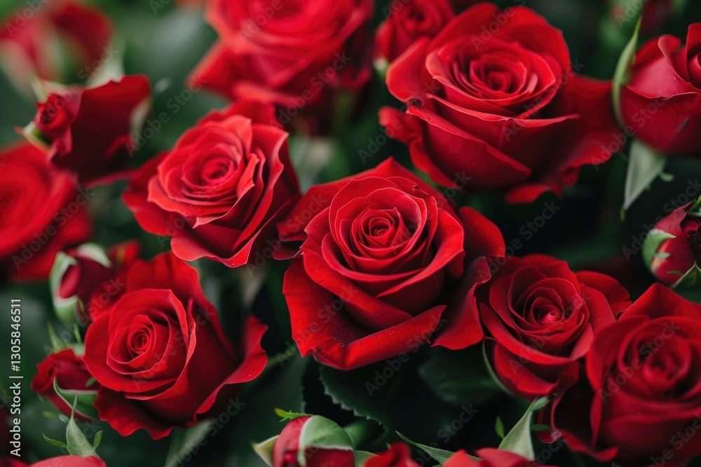 Vibrant red roses in full bloom Vibrant red roses in full bloom