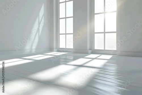 Bright sunlit interior with large windows