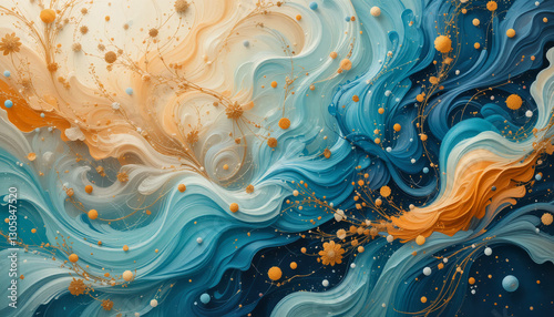 Golden Breeze Over Ocean Waves – Abstract Fantasy Art