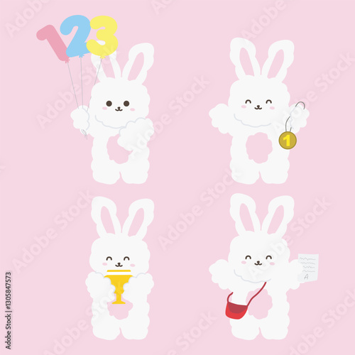 cute bunny school illustration