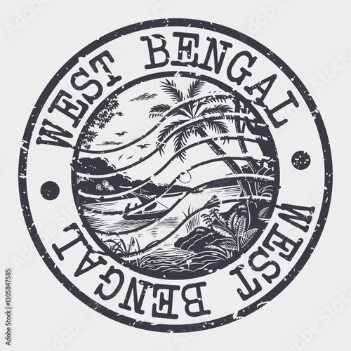 West Bengal, India Stamp Retro Postmark. Silhouette Postal Passport. Seal Round Vector Icon. Badge Vintage Postage Design.