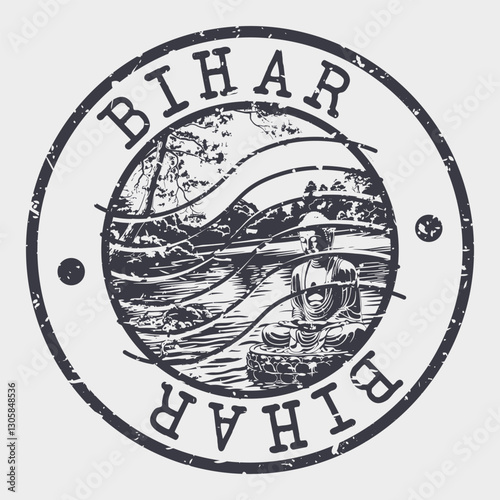 Bihar Stamp Retro Postmark. Silhouette Postal Passport. Seal Round Vector Icon. Badge Vintage Postage Design.