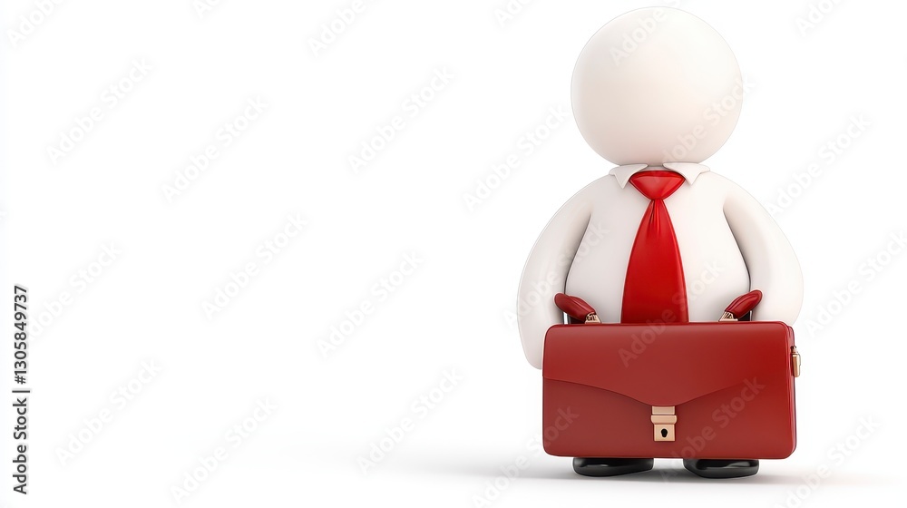 Cartoon character with a briefcase wearing a red tie on white background Cartoon character with a briefcase wearing a red tie on white background
