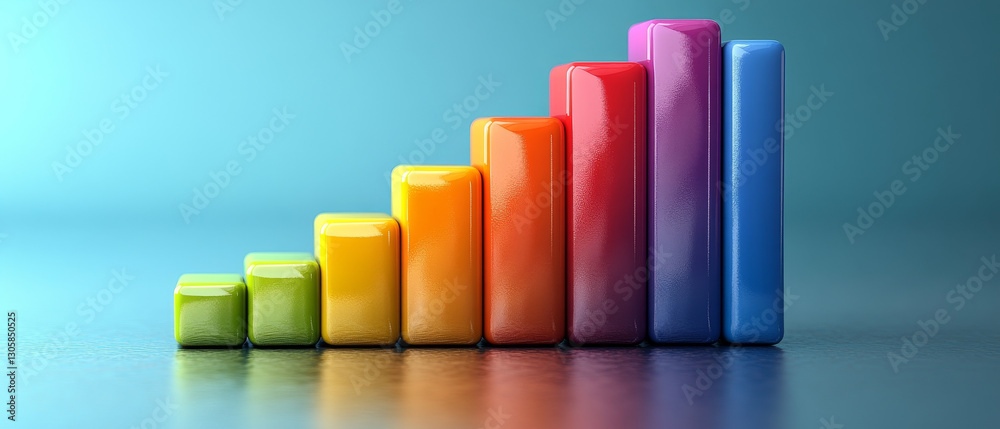 Vibrant bar chart displaying financial success with colorful segments