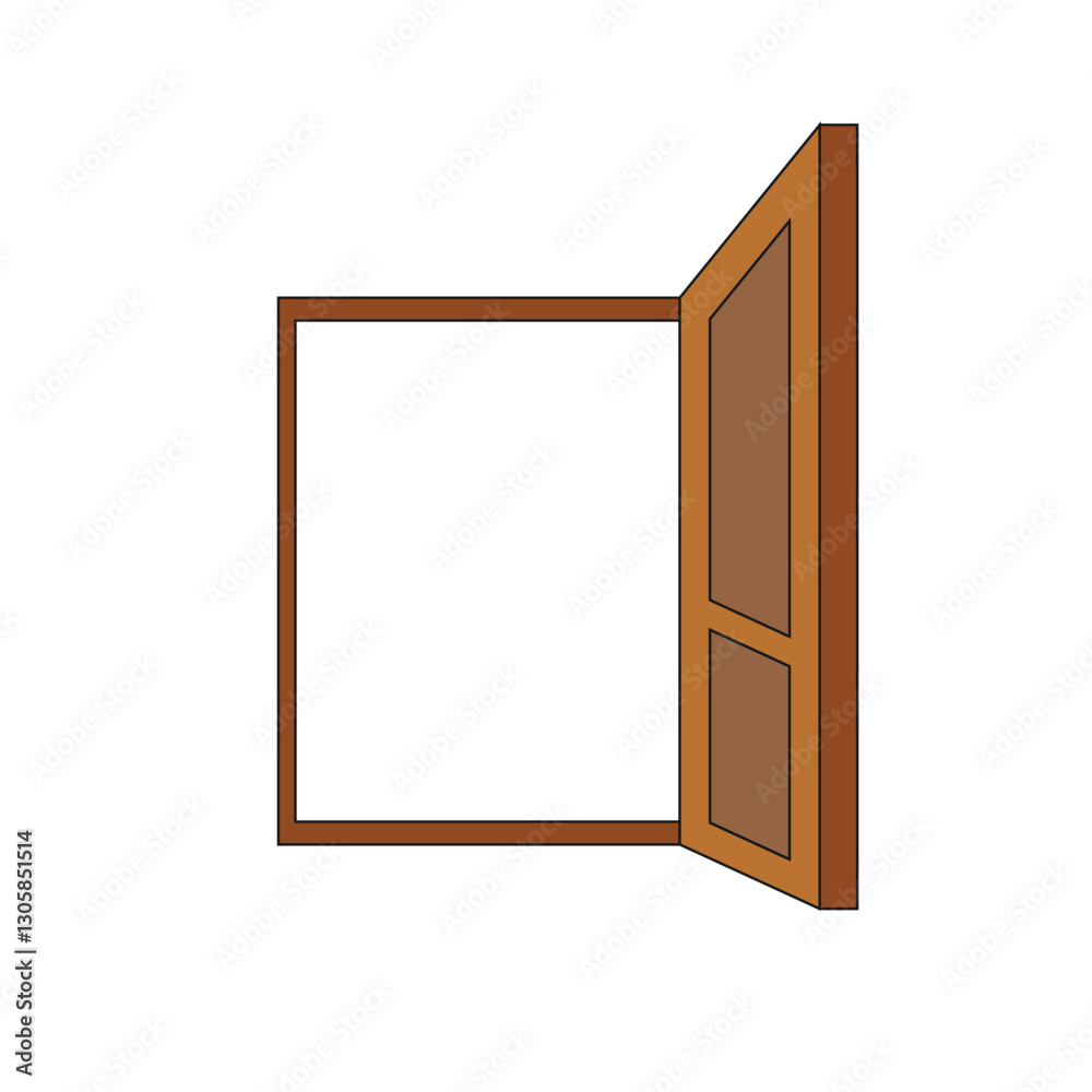 Illustration wood window unique design outline with blank background Illustration wood window unique design outline with blank background