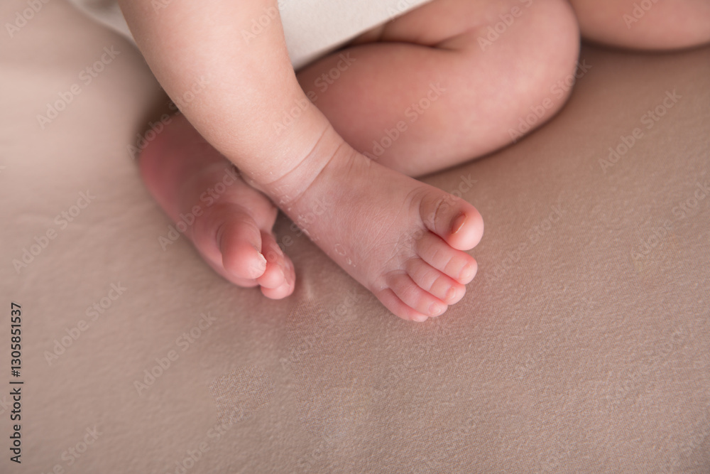 Little human newborn baby feet details close up Little human newborn baby feet details close up
