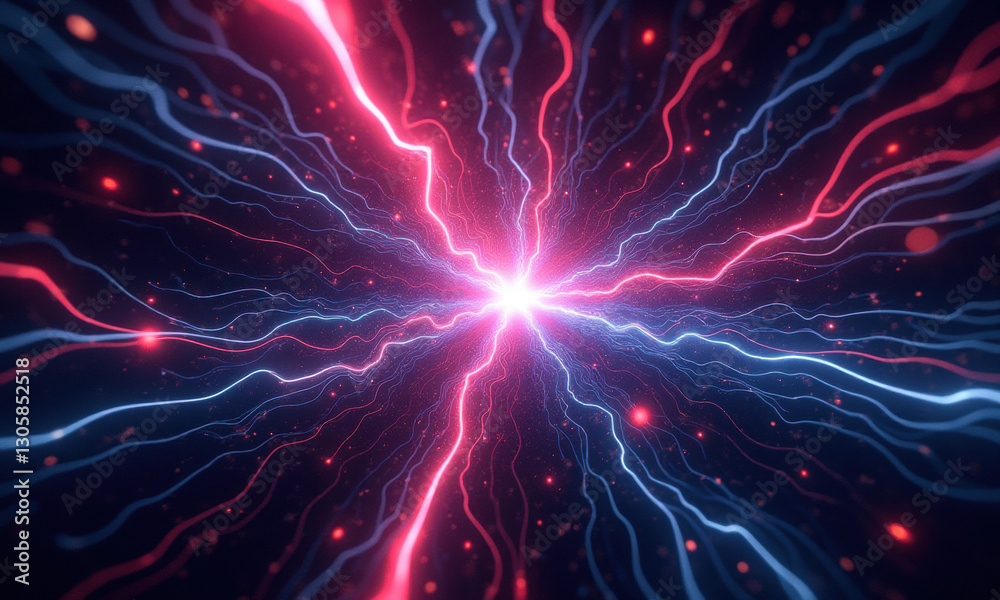 Obraz premium Abstract Energy Burst: Pink & Blue Light - Futuristic