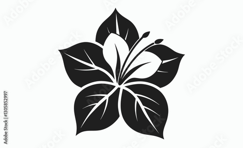 Black hibiscus flower icon, hibiscus flower silhouette, black vector illustration