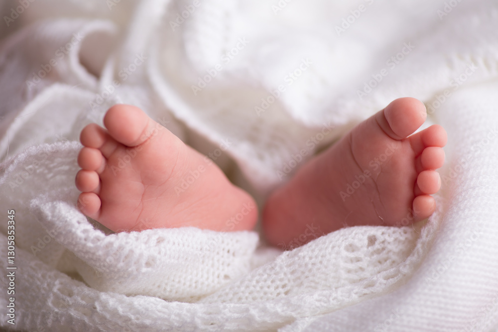 Little human newborn baby feet details close up Little human newborn baby feet details close up