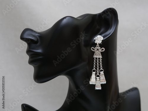 Hmong handmade silver earrings made by professional silversmith