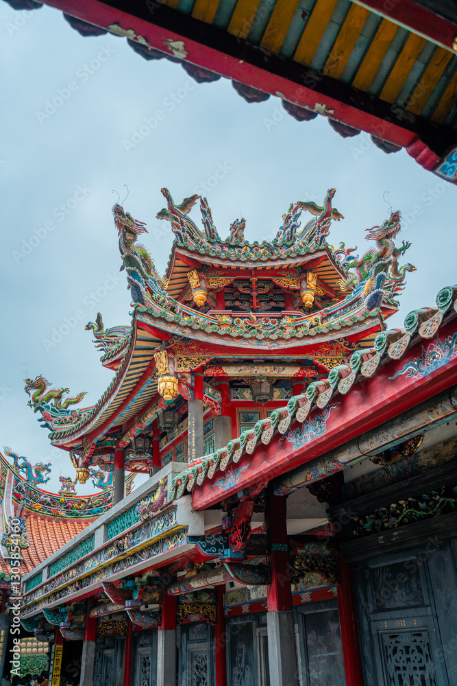 Majestic Lungshan Temple Illuminated at Night in Taipei, Taiwan Majestic Lungshan Temple Illuminated at Night in Taipei, Taiwan