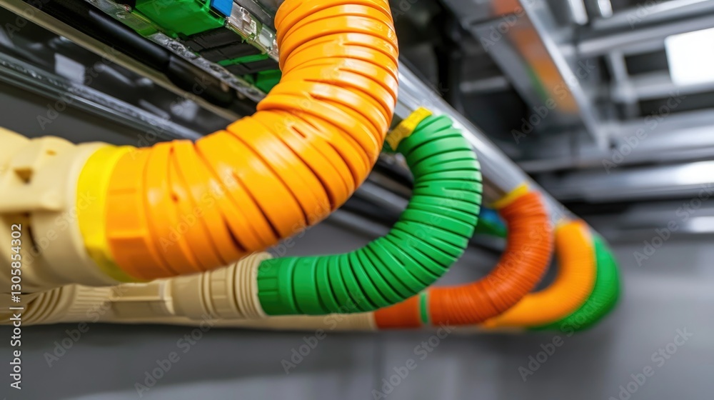 High-rise building electrical wiring installation with concealed conduits and safety insulation. High-rise building electrical wiring installation with concealed conduits and safety insulation.