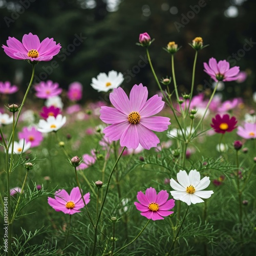 Cosmos flowers is the Greek word for harmony, or an ordered universe, and is the exact opposite of chaos to describe the wild explosion of color these attractive flowers bring to a home landscape.
