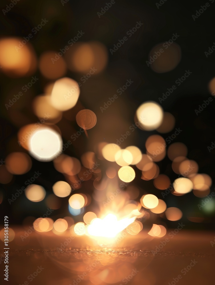 Bokeh effect with glowing sparks at night Bokeh effect with glowing sparks at night