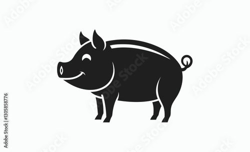 Female pig silhouette icon, pig silhouette vector, female pig icon, pork symbol, BBQ pig silhouette