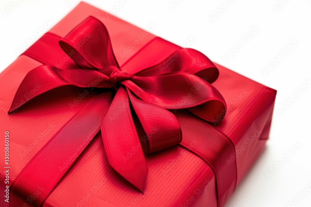 Elegant red gift box with a satin bow Elegant red gift box with a satin bow