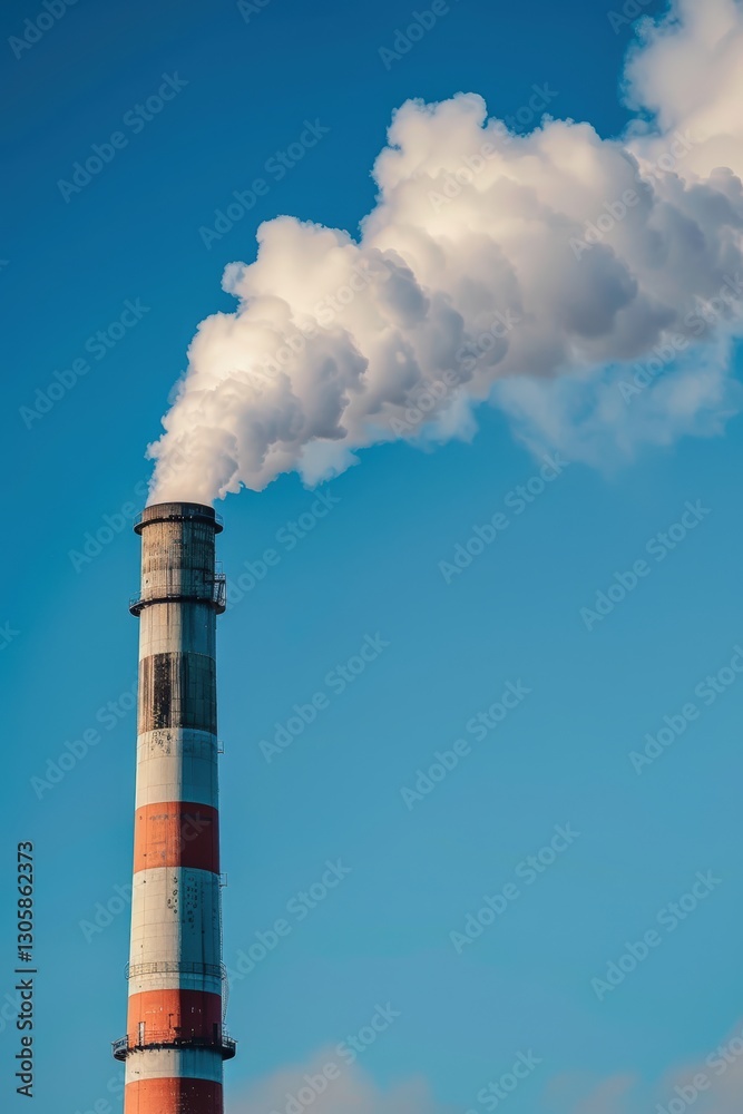Smoke billows from an industrial chimney stack. Smoke billows from an industrial chimney stack.