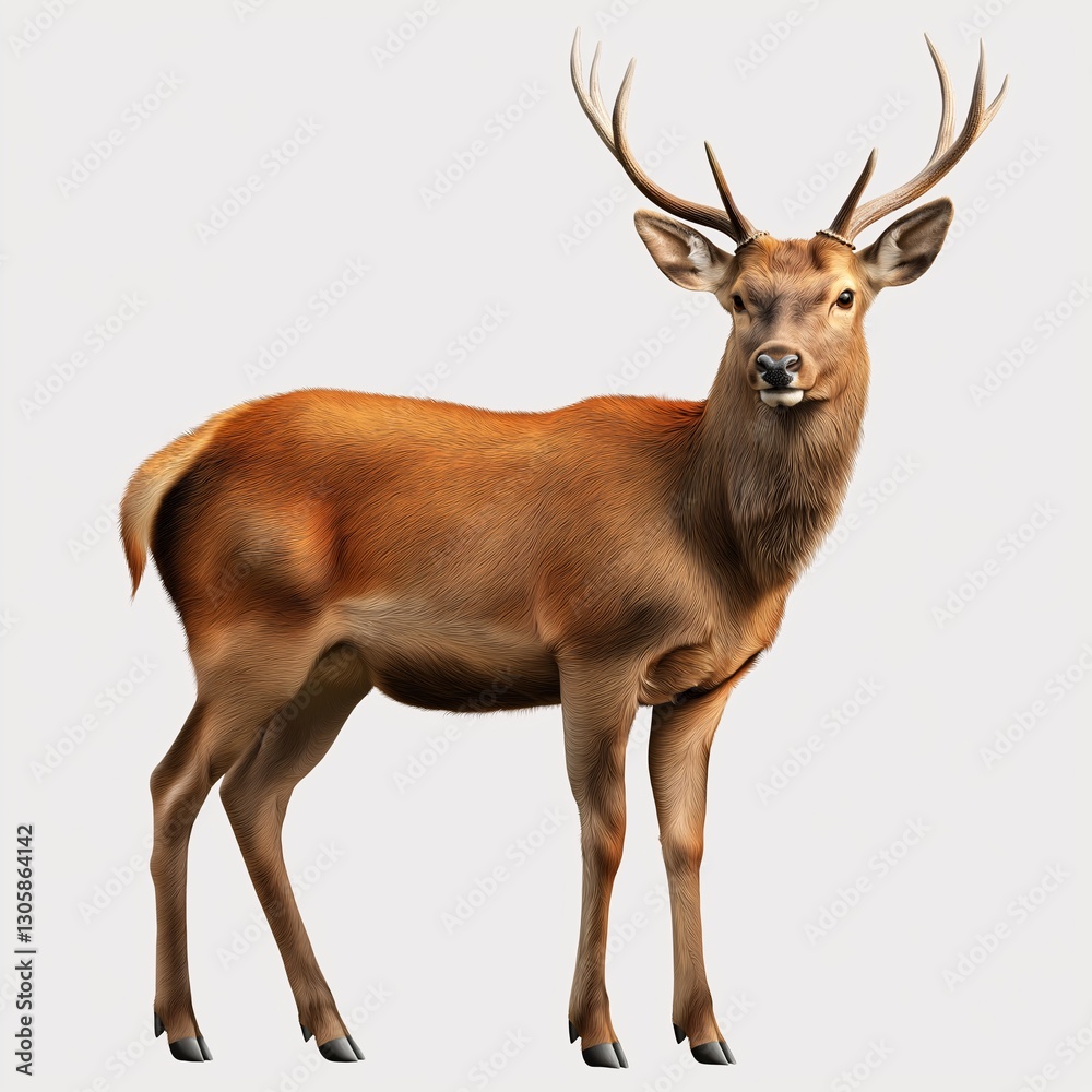 Fototapeta premium Wildlife Photography: Close-up of Six-Point Deer Antlers in Natural Forest Habitat - North American Mammal Conservation