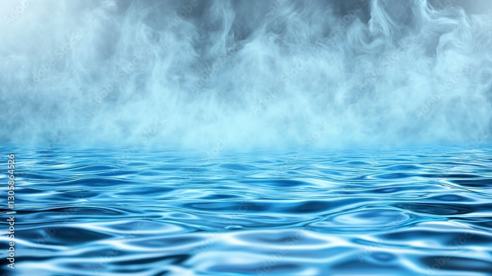 Fototapeta premium Ethereal Mist Over Calm Water Surface with Gentle Ripples and Reflections
