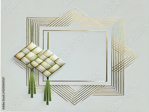 An elegant and harmonious generative AI image of an Islamic design with an Eid theme, displaying nuances of togetherness, blessings, and joy wrapped in a distinctive Islamic aesthetic.