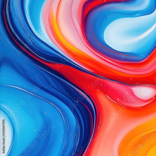 Colorful abstract fluid art with swirling patterns and vibrant hues.