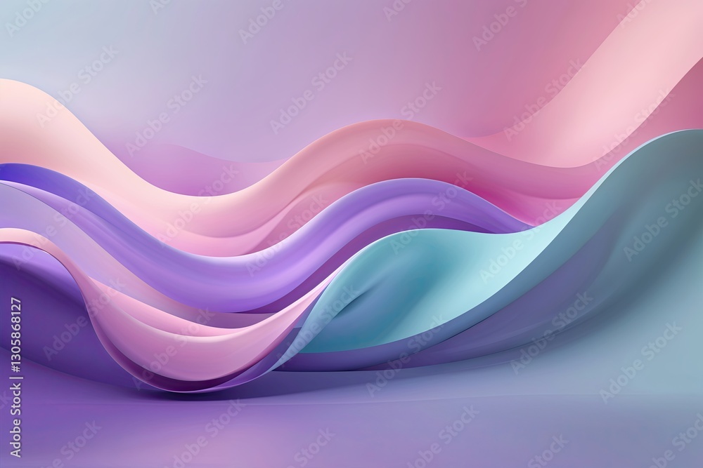 Fototapeta premium Dreamy Pastel Gradient Background with Smooth Pink Purple and Aqua Curves