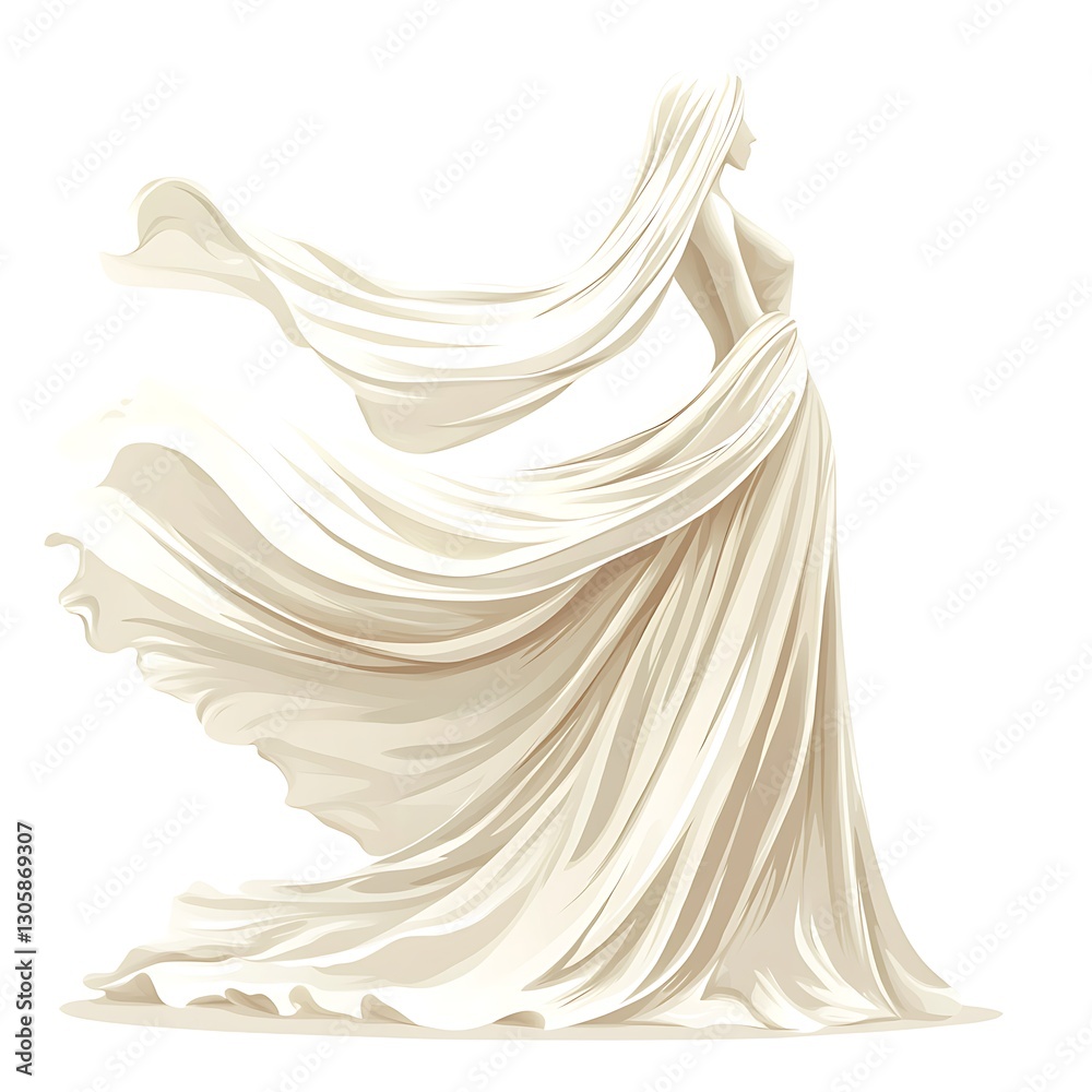 Elegant Woman in Flowing Gown. Elegant Woman in Flowing Gown.