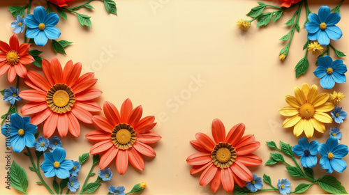 Wallpaper Mural Bright mixed flower arrangement on orange background with copy space     Torontodigital.ca