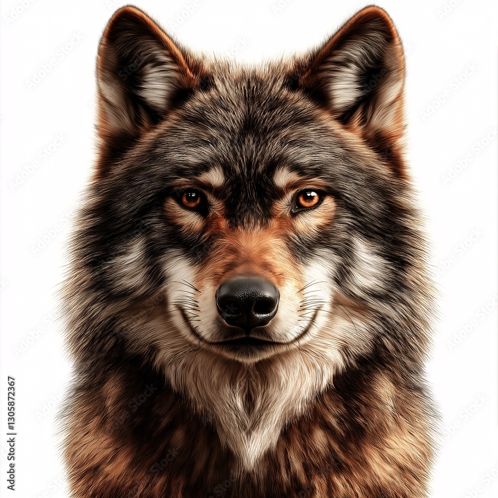 Fototapeta premium Majestic Wolf Portrait in Sylvan Wilderness: Nature Conservation & Pack Behavior