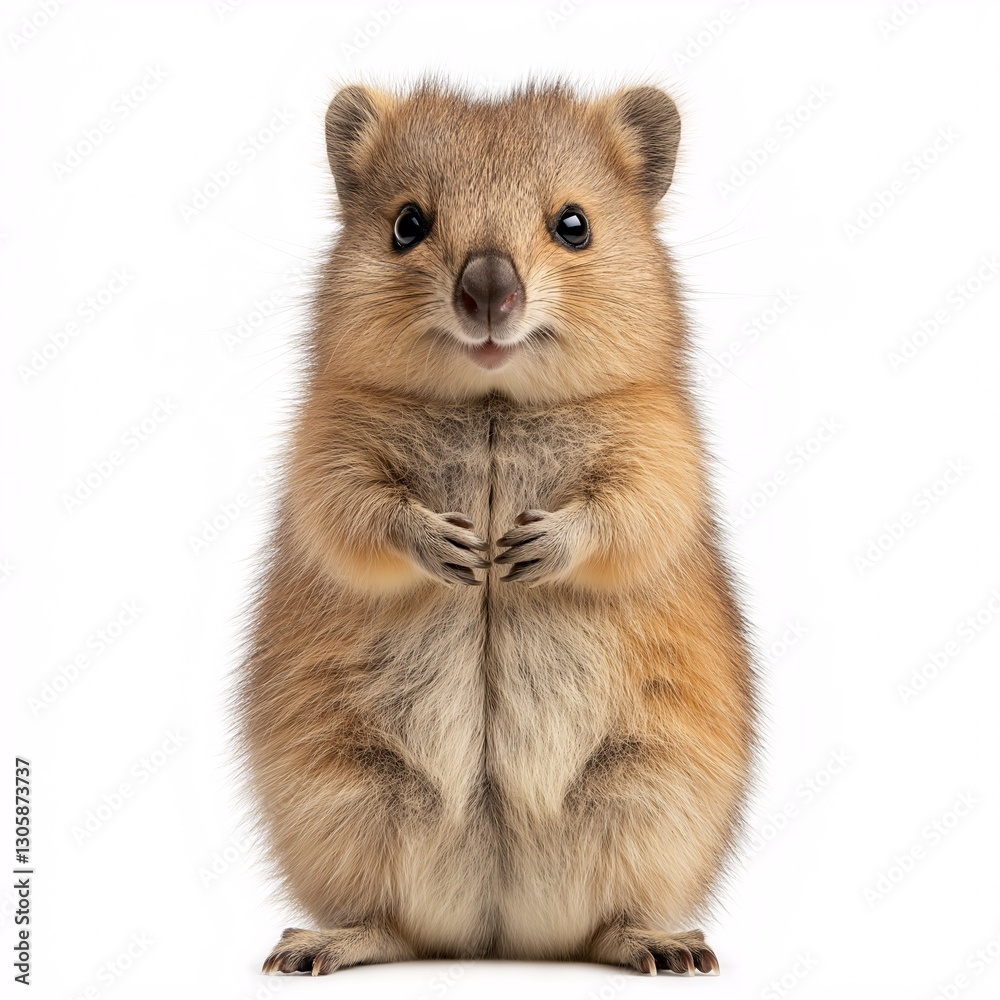 Obraz premium Australia's Cute Quokka: Adorable Smiling Marsupial Portrait in Nature - Wildlife Photography