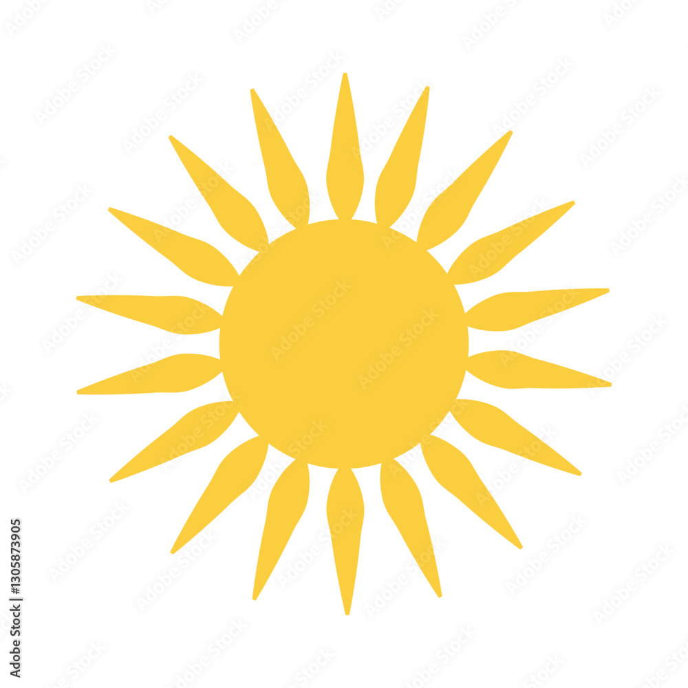 Sun icon vector. Bright yellow shape. Solar energy emblem. Flat sunshine. Sun icon vector. Bright yellow shape. Solar energy emblem. Flat sunshine.