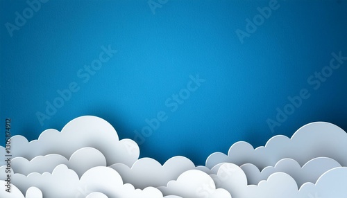 Vector paper clouds.White Cloud on blue sky paper cut design. Vector paper art illustration. Paper cut style. Place for text.