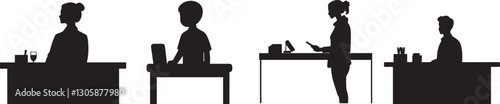 Silhouette of a person standing at a counter vector silhouette