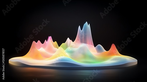 Abstract derivatives, shifting curves and slopes, glowing mathematical art