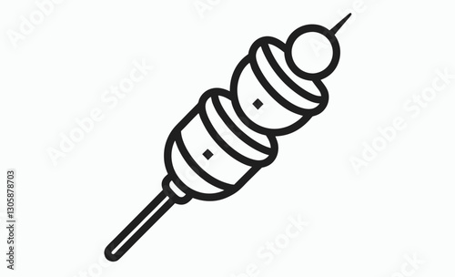 Silhouette kebab skewer icon, barbecue kebab silhouette, grilled skewer black vector icon