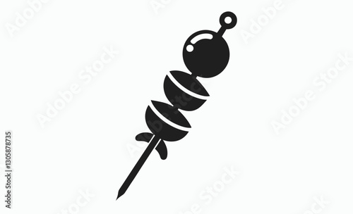 Silhouette kebab skewer icon, barbecue kebab silhouette, grilled skewer black vector icon
