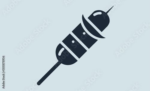 Silhouette kebab skewer icon, barbecue kebab silhouette, grilled skewer black vector icon