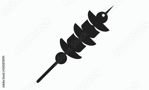 Silhouette kebab skewer icon, barbecue kebab silhouette, grilled skewer black vector icon