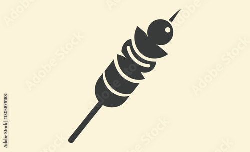 Silhouette kebab skewer icon, barbecue kebab silhouette, grilled skewer black vector icon