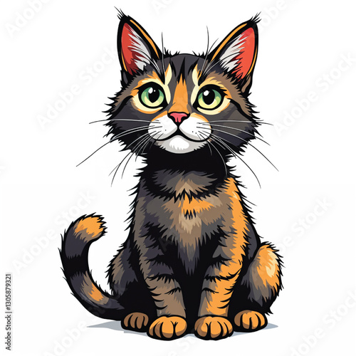 Adorable Cartoon Kitten Vector illustration