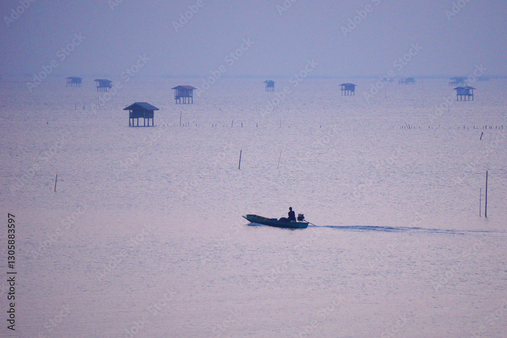 Naklejka premium Small boats in the sea