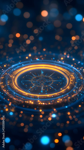 Wallpaper Mural Glowing compass, bokeh background, future tech Torontodigital.ca