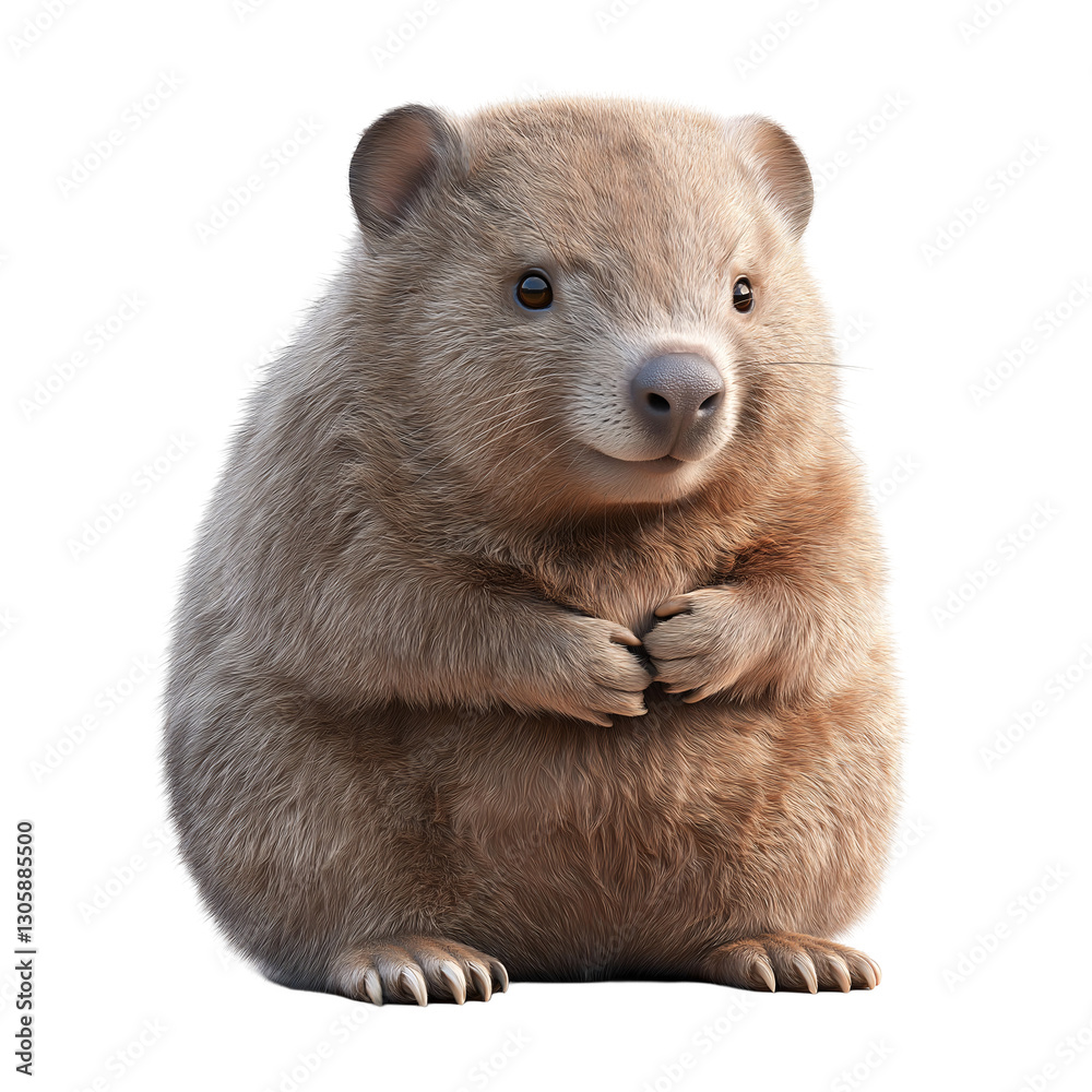 Fototapeta premium Cute and Curious Wombat: Endearing Wildlife Photography in Australian Grasslands