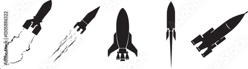 Silhouette of a satellite being launched toward space vector silhouette