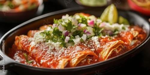 Juevos Rancheros Mexican dish breakfast eggs and tortillas 