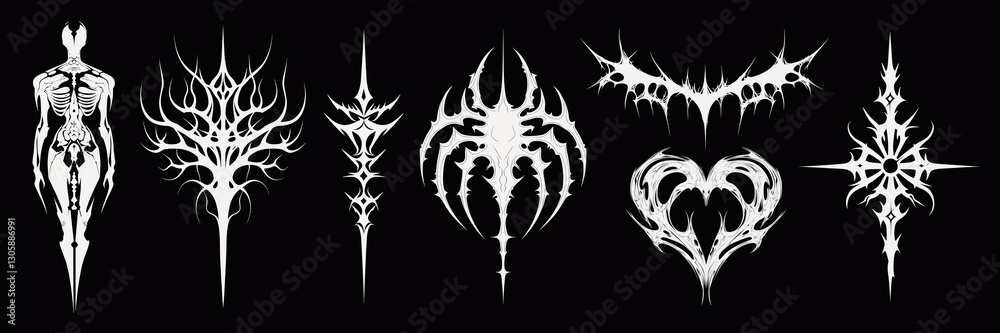 Fototapeta premium Abstract tribal tattoo designs, element vector set