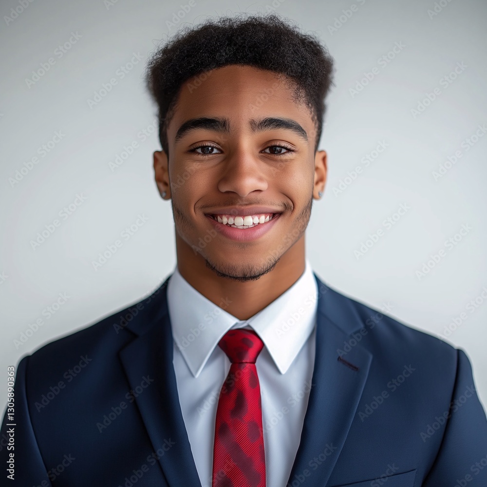 Professional Businessman Portrait: Confident Young Man in Suit and Tie Smiling for Corporate Success and Social Media Branding Professional Businessman Portrait: Confident Young Man in Suit and Tie Smiling for Corporate Success and Social Media Branding